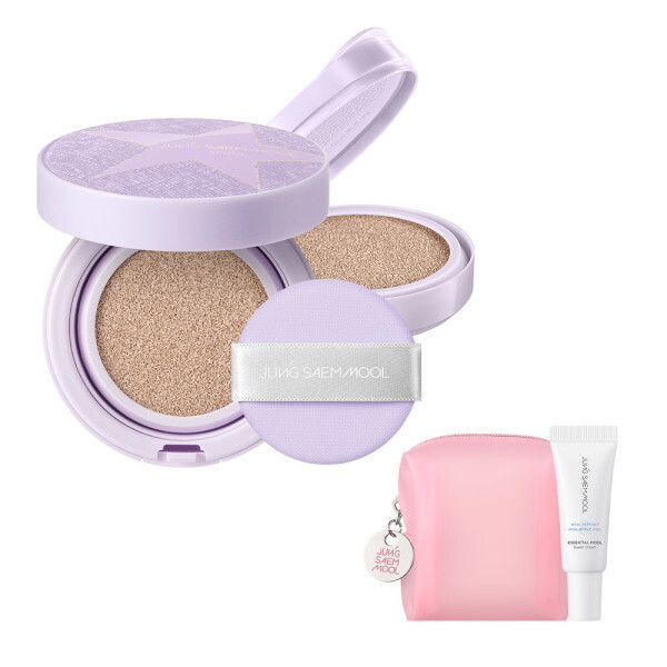 정샘물 2025 홀리데이_정샘물 에센셜 스킨 누더 쿠션(리필포함) (블러쉬 파우치 핑크 + 물결크림 5ml  증정)