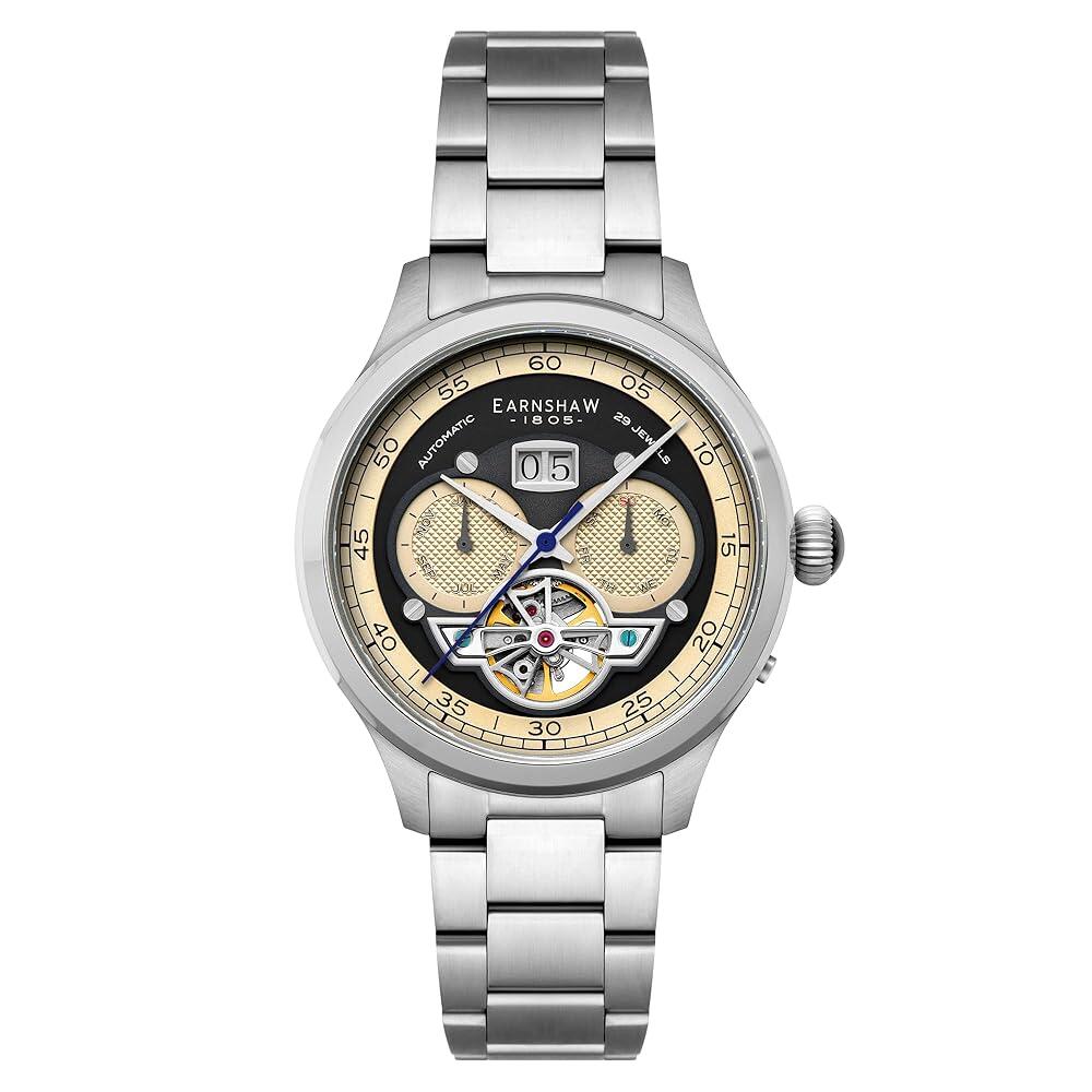 미국수입정품 토마스언쇼 Thomas Earnshaw 남성용 43mm 바론 그랜드 데이트 캘린더 오픈 하트 오토매틱 시