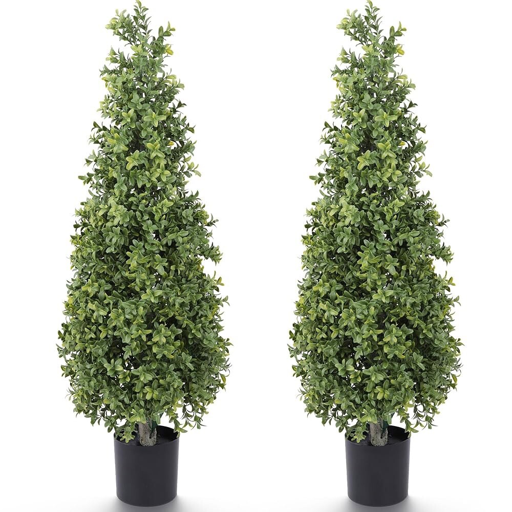 [오늘출발] 유윈론 인조 박스우드 토피어리 트리 3피트 가짜 화분 식물 포치 가든 데코 2팩