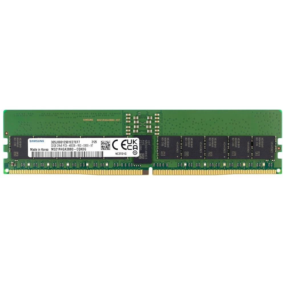 [해외] 삼성 32GB DDR5 4800MHz PC5-38400 ECC RDIMM 2Rx8 듀얼 랭크 1.1V 등록 DIMM 288 핀 서버 RAM 메모리 M321