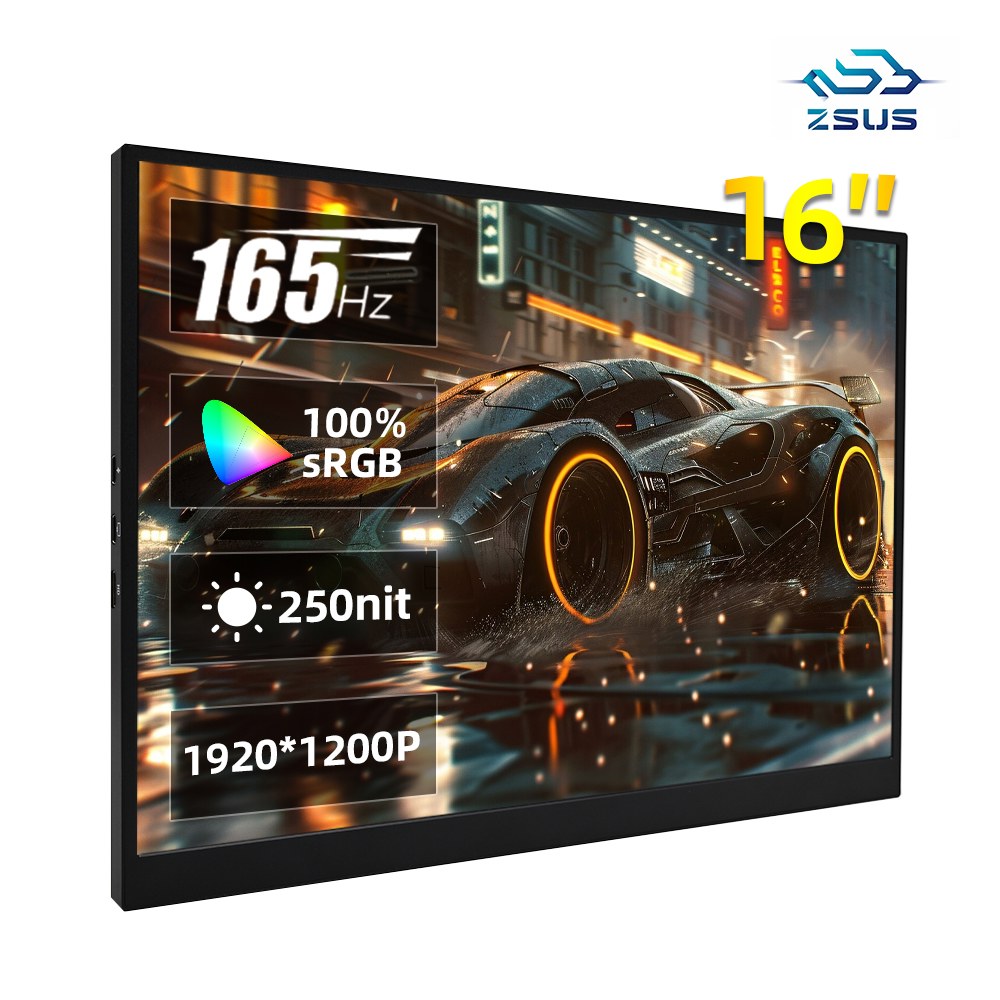 [오늘출발] 휴대용 보조 모니터 ZSUS 16 100 sRGB 1200P IPS 165hz 스팀 데크 노트북 스위치 PS4 PS5 Xbox용 게임용