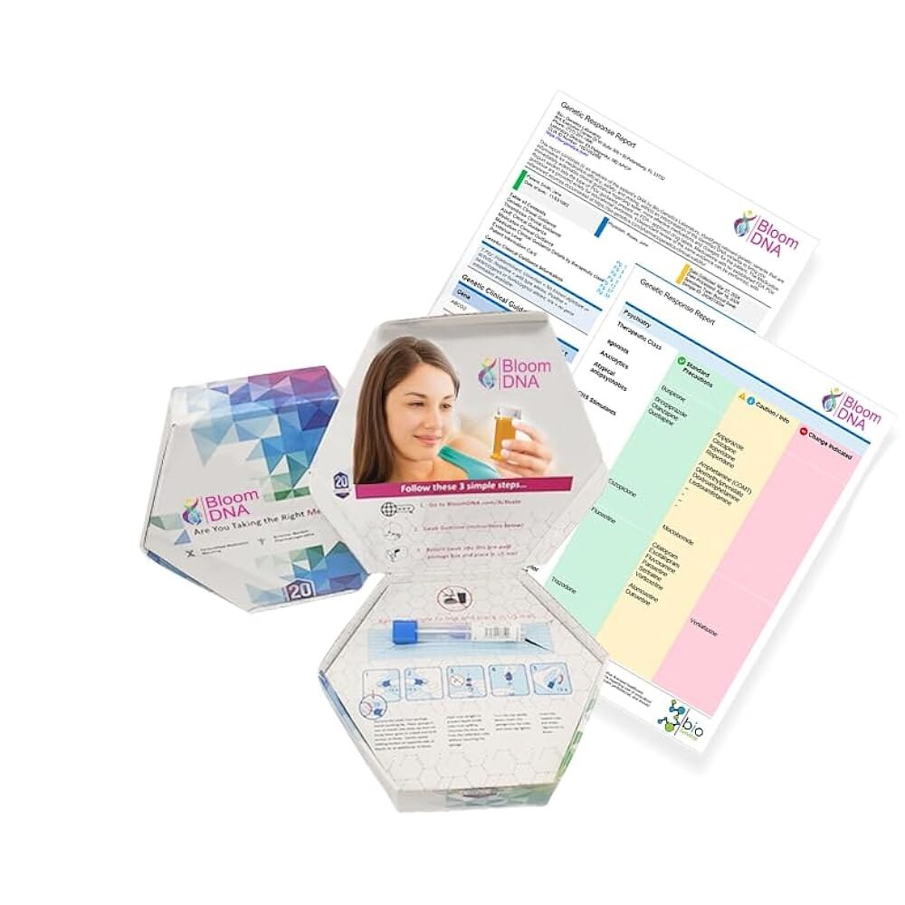 [오늘출발] 약물 효과 및 독성에 대한 블룸 DNA 약리유전체학 테스트 타액 수집 키트 온라인 건강 보고서