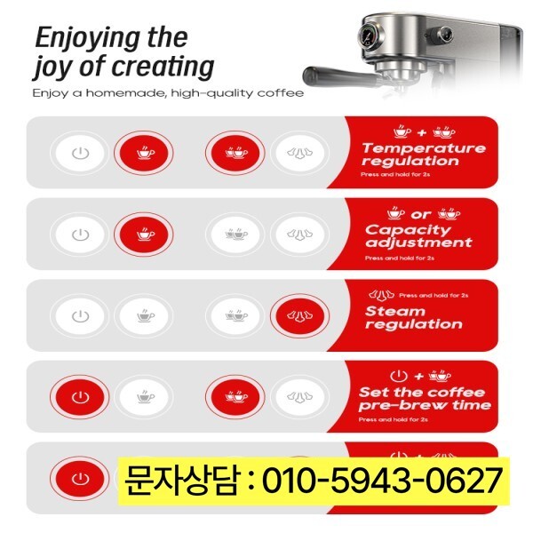 HiBREW 20Bar 반자동 에스프레소 커피 머신 온도 조절 가능 콜드/핫 슈퍼 슬림 메이커 카푸치노 H10B