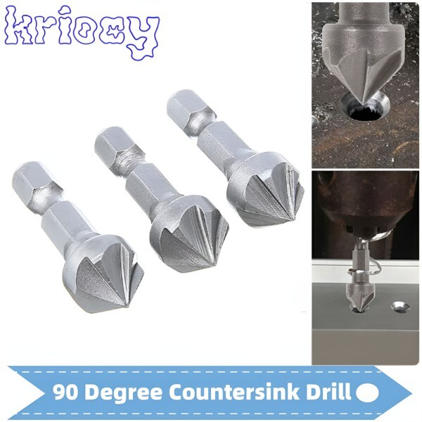 로로구대 1/3PC 90도 카운터 싱크 드릴 모따기 비트 1/4 육각 섕크 목공 목공 앵글 포인트 베벨 커팅 커터