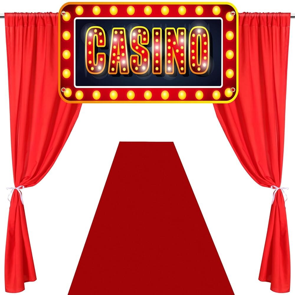 [오늘출발] 페리터 4Pcs 카지노 파티 입구 배너 장식 테마 레드카펫 통로 러너 생일 홀리데이 장식용 배경 커튼