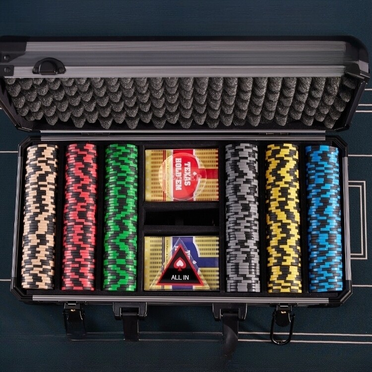 [해외] 홀덤칩세트 배팅 보드게임 포커 카지노 텍사스홀덤 딜러버튼 카드 풀세트 고급 알루미늄 케이스