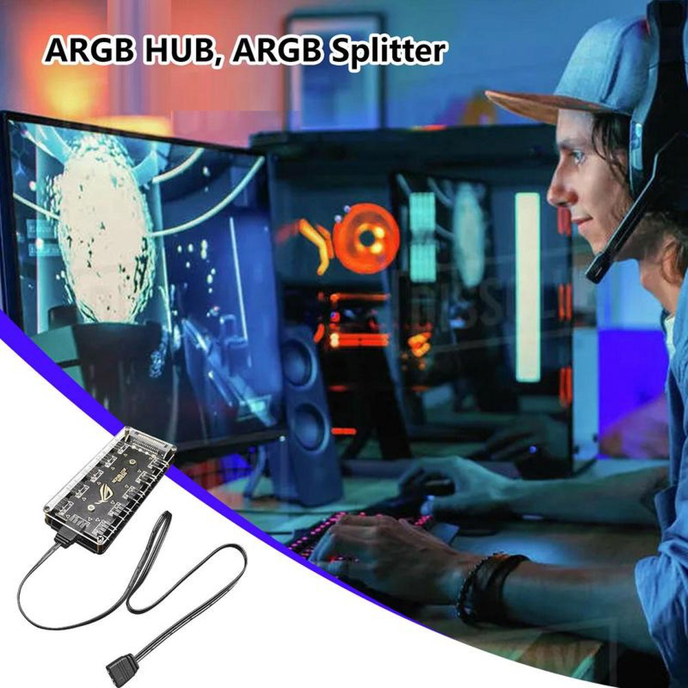 [오늘출발] ARGB 허브 분배기 마더보드용 선풍기 익스텐션 PC 5V 3핀 지정 시스템 컨트롤러 주소 케이블 효율적인