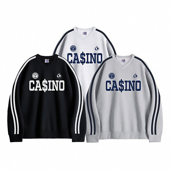 뉴메이드 / 효준 카지노 브이넥 오버핏 맨투맨티셔츠 / 빅사이즈