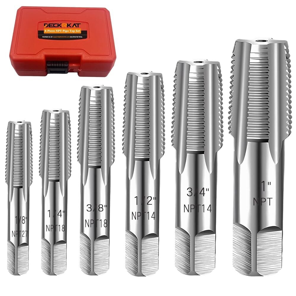 [오늘출발] 6피스 NPT 파이프 탭 세트 정밀 탄소강 깨끗한 정확한 나사산 1 3/4 1/2 3/8 1/4 1/8 탭 배관공 기계 DIY에