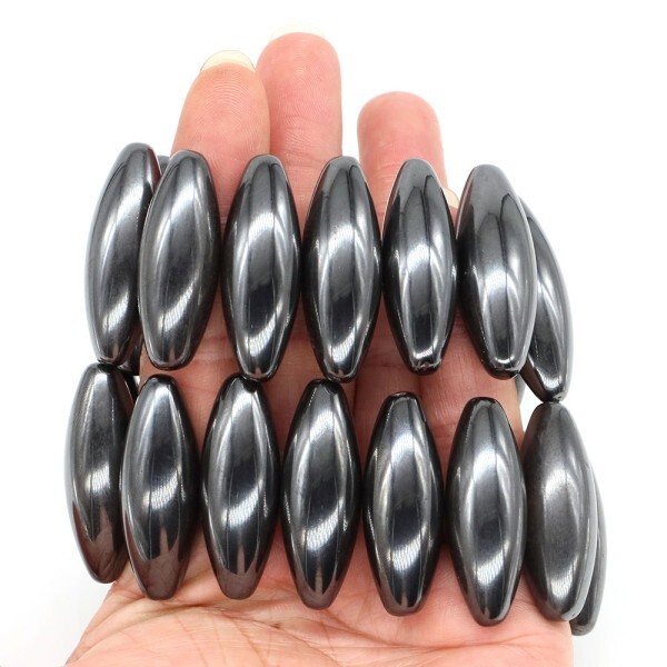 [오늘출발] 38x13mm 천연 자기 적철광 올리브 모양 돌 치료 건강 관리 타원형 자석 비즈 치유 에너지 보석 보드 게임