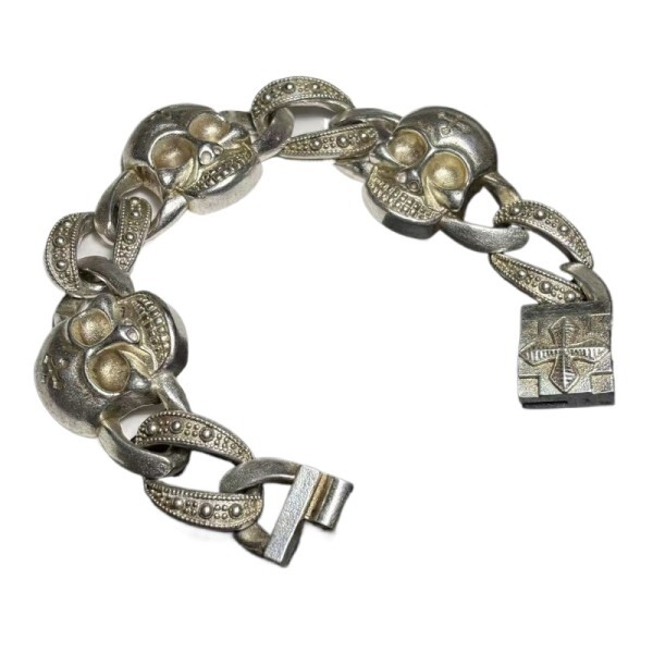 [오늘출발] 티베트어 실버 손으로 만든 절묘한 해골 힙합 유행 남성 참 팔찌 패셔니스타 맞춤 보석 선물