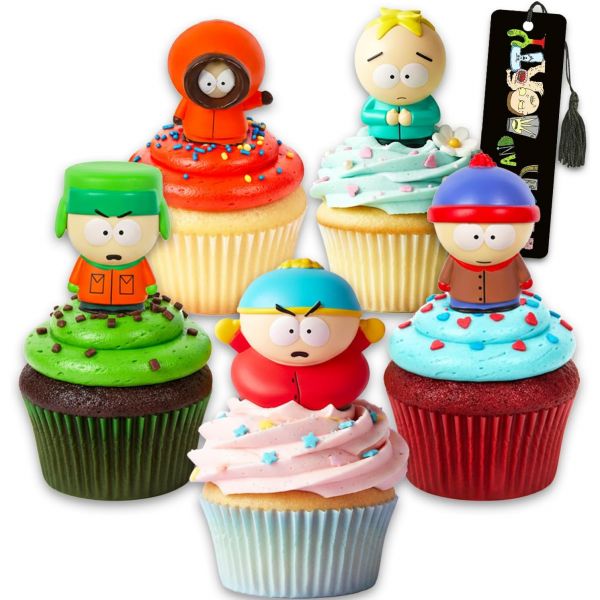 8793992 취미 선물 세트 사우스파크 미니피규어 5개팩 - 카트맨 스탠 케니 등이 포함된 만화 컵케이크 토퍼