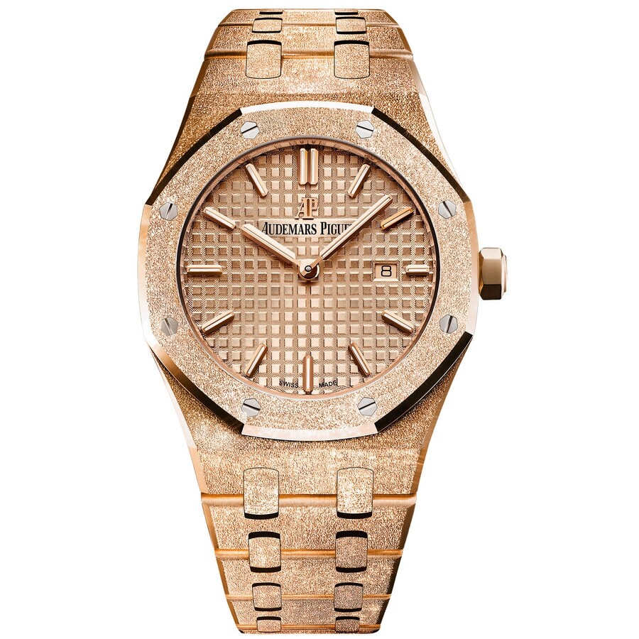 오데마피게 Audemars Piguet Royal Oak Frosted Pink Gold-toned Dial Ladies 18k Rose Watch 67653ORGG126