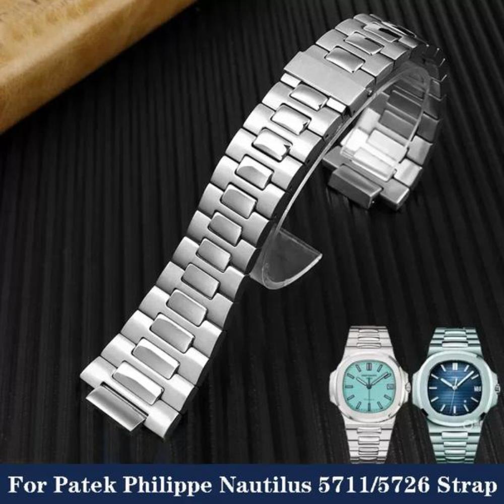Patek Philippe Nautilus 5711/5726 용 시계 액세서리 밴드 고급 스틸 스트랩 남성용 볼록 스테인레스 스틸