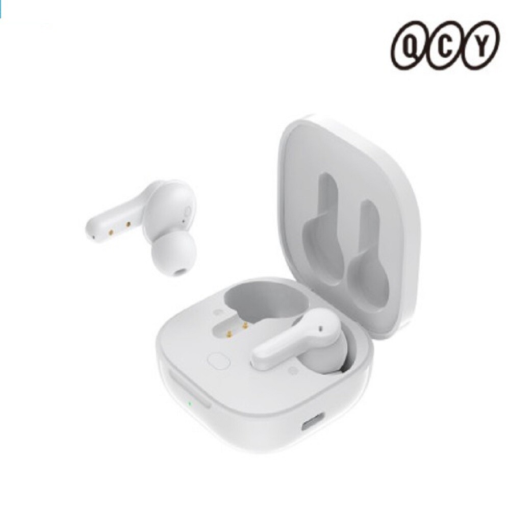 QCY 무선 블루투스 5.1 노이즈캔슬링 이어폰-화이트-이어버드 음악 헬스 러닝 생일 통화 헤드셋 선물