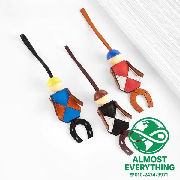 [오늘출발] 헤르메스 가방용 경마 조키 참 장식품 천연 기사 자동차 키체인 여성 DIY 액세서리