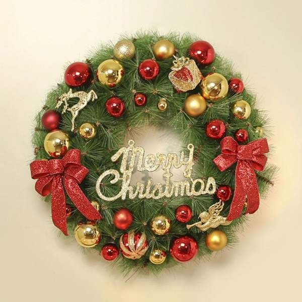 60cm EC88AP66 DIY 럭키 솔잎 크리스마스 원형 리스 벽장식