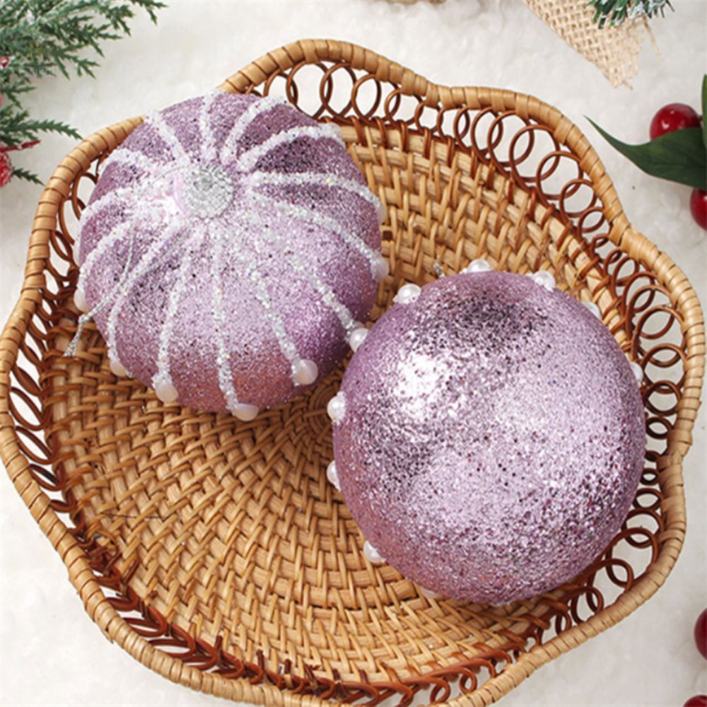 [오늘출발] 차니예니 샤인퍼플 글리터 장식볼 2p세트10cm 진주드롭 겨울인테리어소품 크리스마스장식소품 크리스마스파