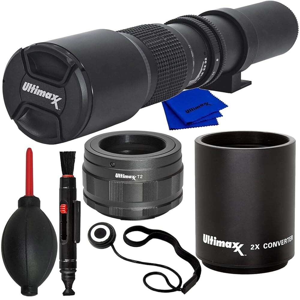 [해외] Ultimaxx 고출력 500mm (w / Converter 1000mm) f /8 캐논 EOS R RP 미러리스 카메라용 수동 멀티 코팅