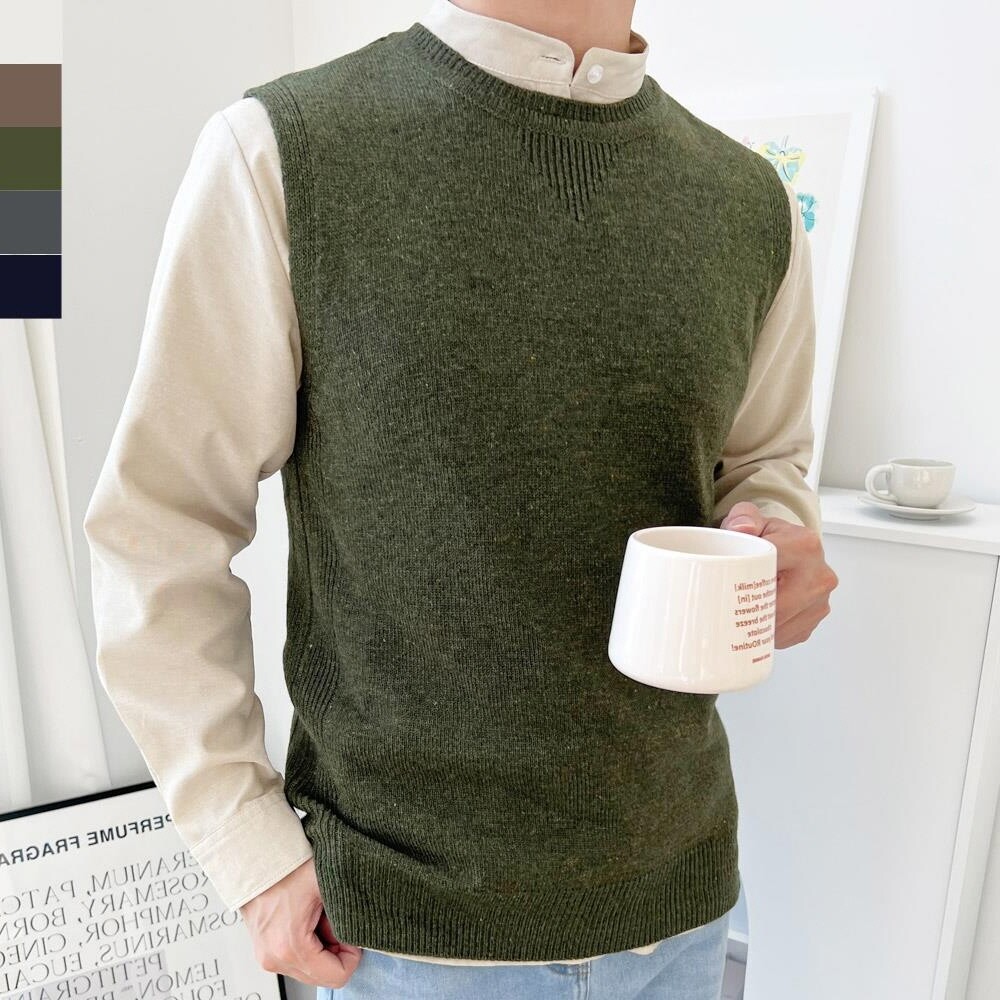 [오늘출발] 심플깔끔 신뢰감주는코디 남자기본 니트조끼 베이직 선물 대학생