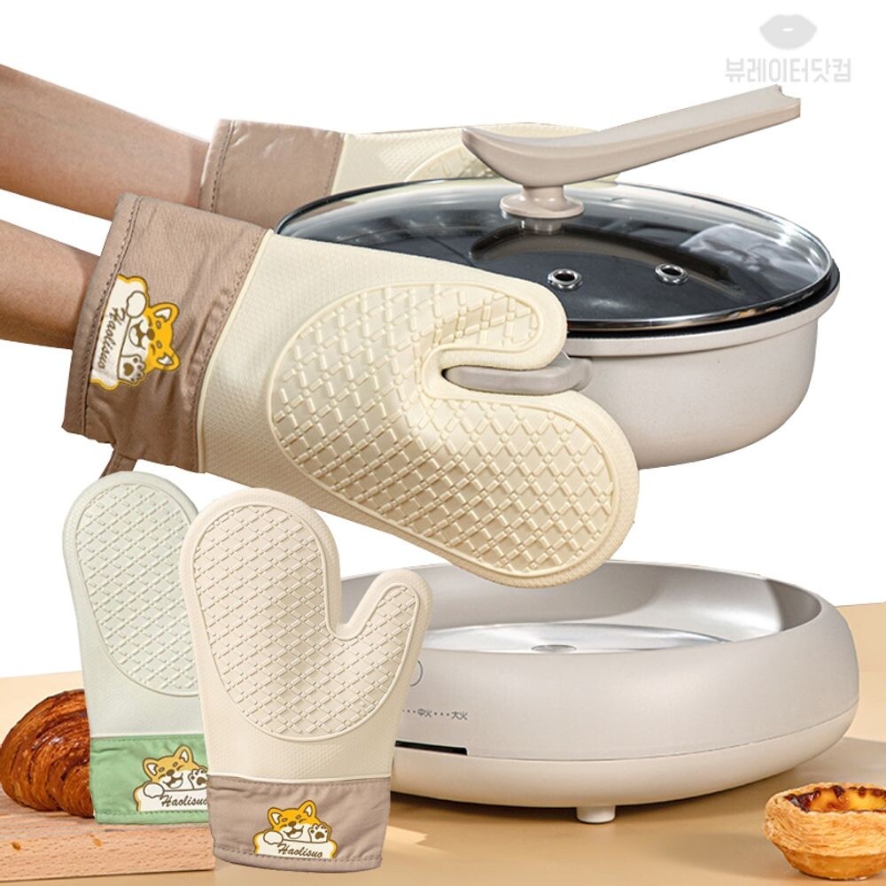 뷰레이터닷컴 안심 실리콘 이중 내열 오븐 장갑 2P/오븐장갑/냄비장갑/주방장갑/열차단/주방/요리용/가정용