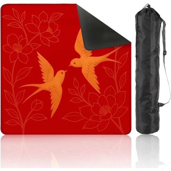 [해외] 테이블용 마작 매트 315인치 x 우아한 중국 오리엔탈 제비꽃 봉오리 꽃 금색 미끄럼 방지 소음 감소 게임