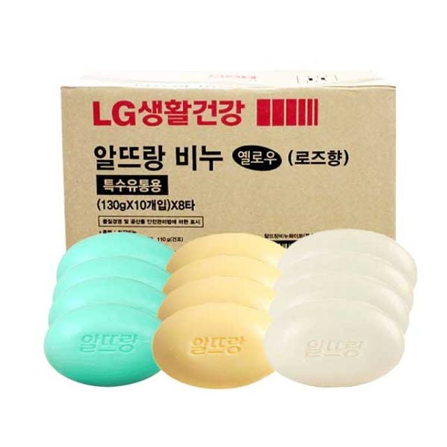 [오늘출발] 알뜨랑 알뜨랑 업소용 비누 화이트 그린 130gx80개 / 대용량비누 세안비누 샤워비누 바디비누 목욕비누 모텔비누