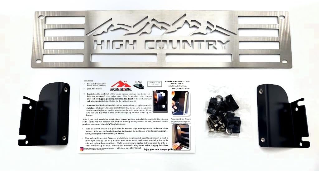[오늘출발] 마운틴2메탈 하이 컨트리 범퍼 그릴 인서트 - 브러시드 SS는 2015-2019 쉐보레