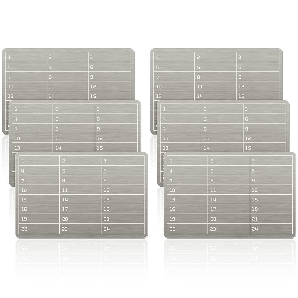 6개의 플레이트 스틸 지갑 암호화폐 시드 보관 암호화 지갑 비트코인 하드웨어 콜드 백업용