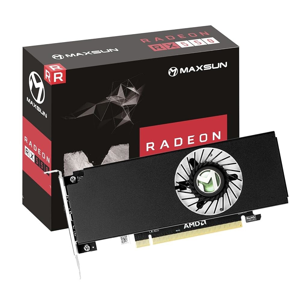 [오늘출발] maxsun AMD Radeon RX 550 4GB 로우 프로파일 스몰 폼 팩터 비디오 그래픽 카드 게임용 PC GPU GDDR5 ITX