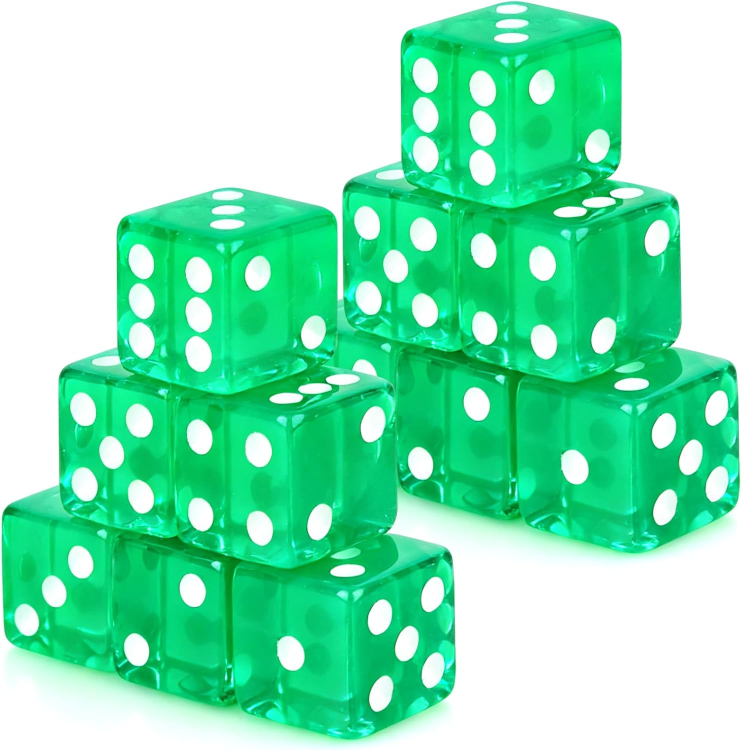 [오늘출발] 아데코톡 12개 19mm 카지노 주사위 아크릴 그린 반투명 D6 6개 면 정사각형 w