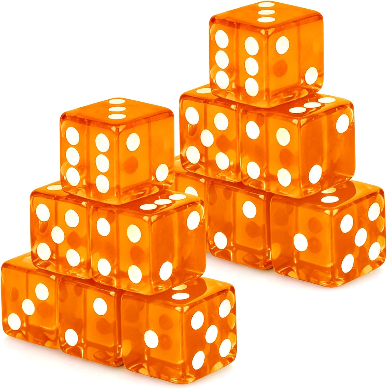 [오늘출발] 아데코톡 12개 19mm 카지노 주사위 아크릴 오렌지 반투명 D6 6개 면 정사각형 w