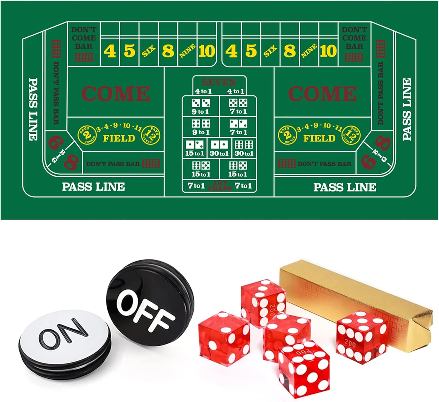 [오늘출발] 크래프 레이아웃 펠트 5개의 카지노 주사위 게임 게임을 위한 온 오프 포커