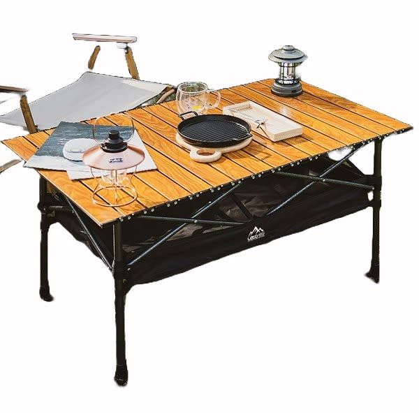 레토 경량 높이조절 접이식 캠핑 롤 테이블 우드무늬