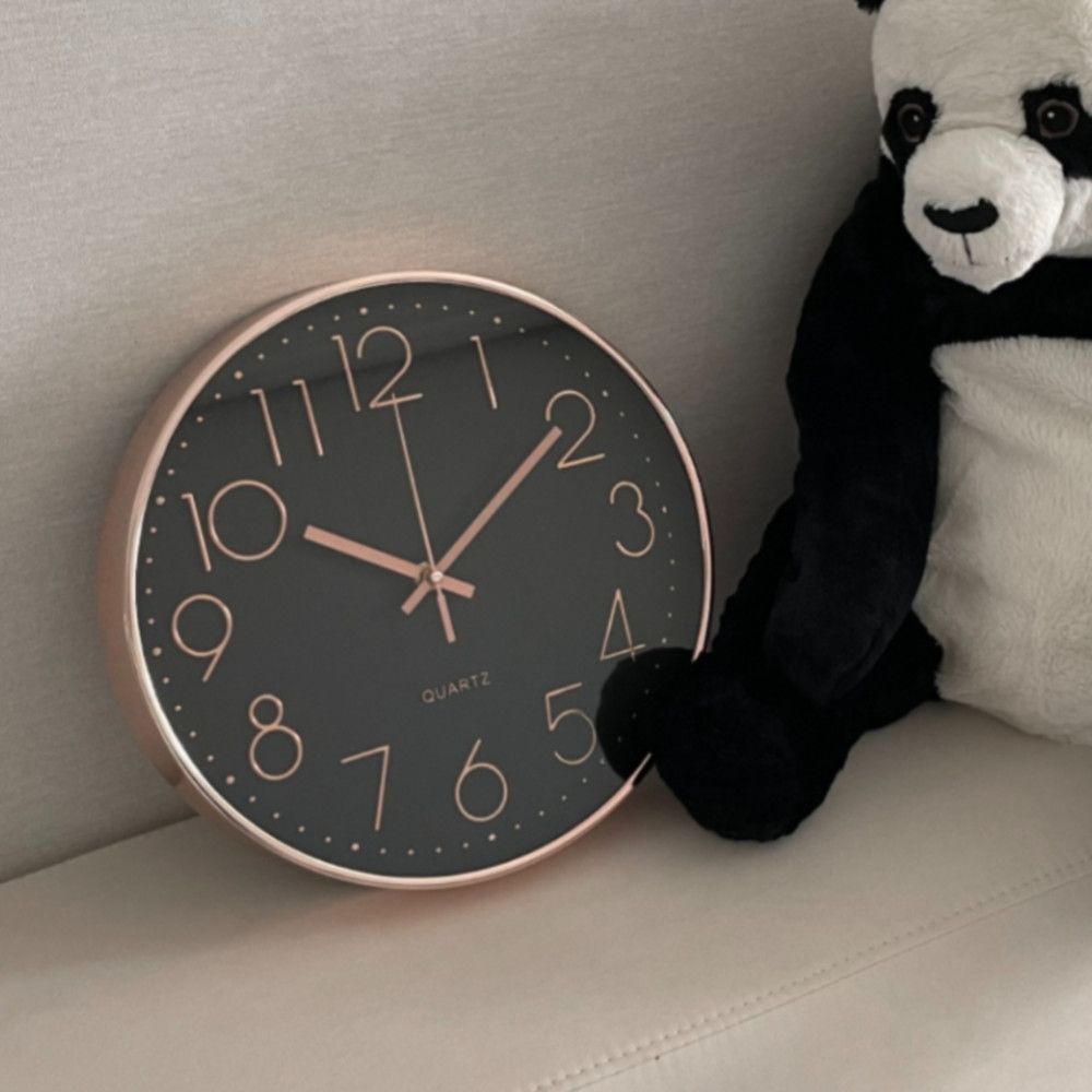 로즈골드 인테리어 블랙 무소음 원형 벽걸이시계 사무/아날로그벽시계/벽시계/아날로그시계/개업선물/벽걸