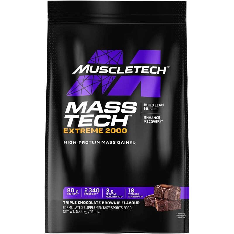 MuscleTech  매스텍 2000 게이너 단백질 쉐이크 초코맛 5.44kg 벌크업 살찌는 보충제