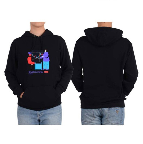 2025년 신상 가상화폐 비트코인 블록체인 프린팅 남녀공용 긴팔 후드 기모