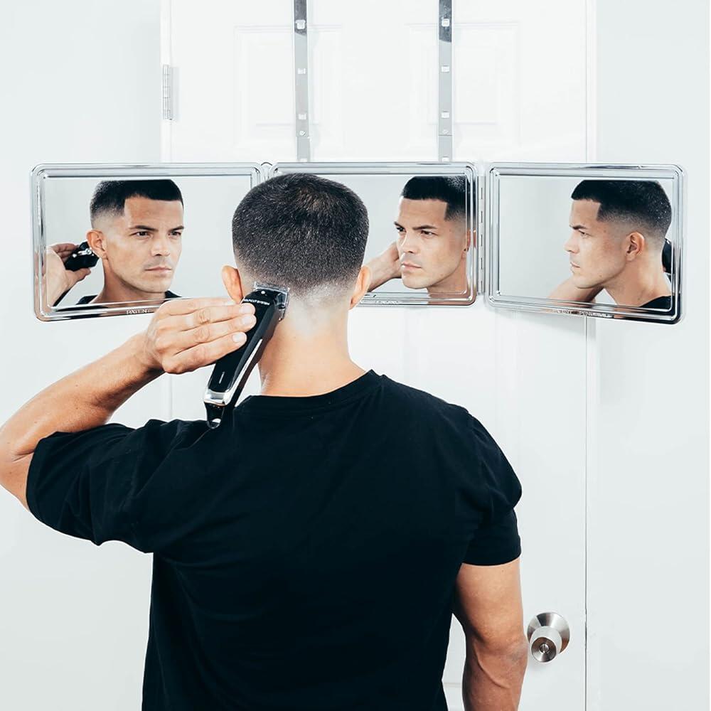SELF-CUT SYSTEM: 완벽한 셀프 그루밍 - 블랙 램보 3방향 거울 교육용 무료 모바일 앱 포함(한글이 아닐 수