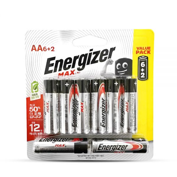[에너자이저홀딩스][오늘출발] 에너자이저 에너자이저 맥스 알카라인 건전지 AA 6+2개입