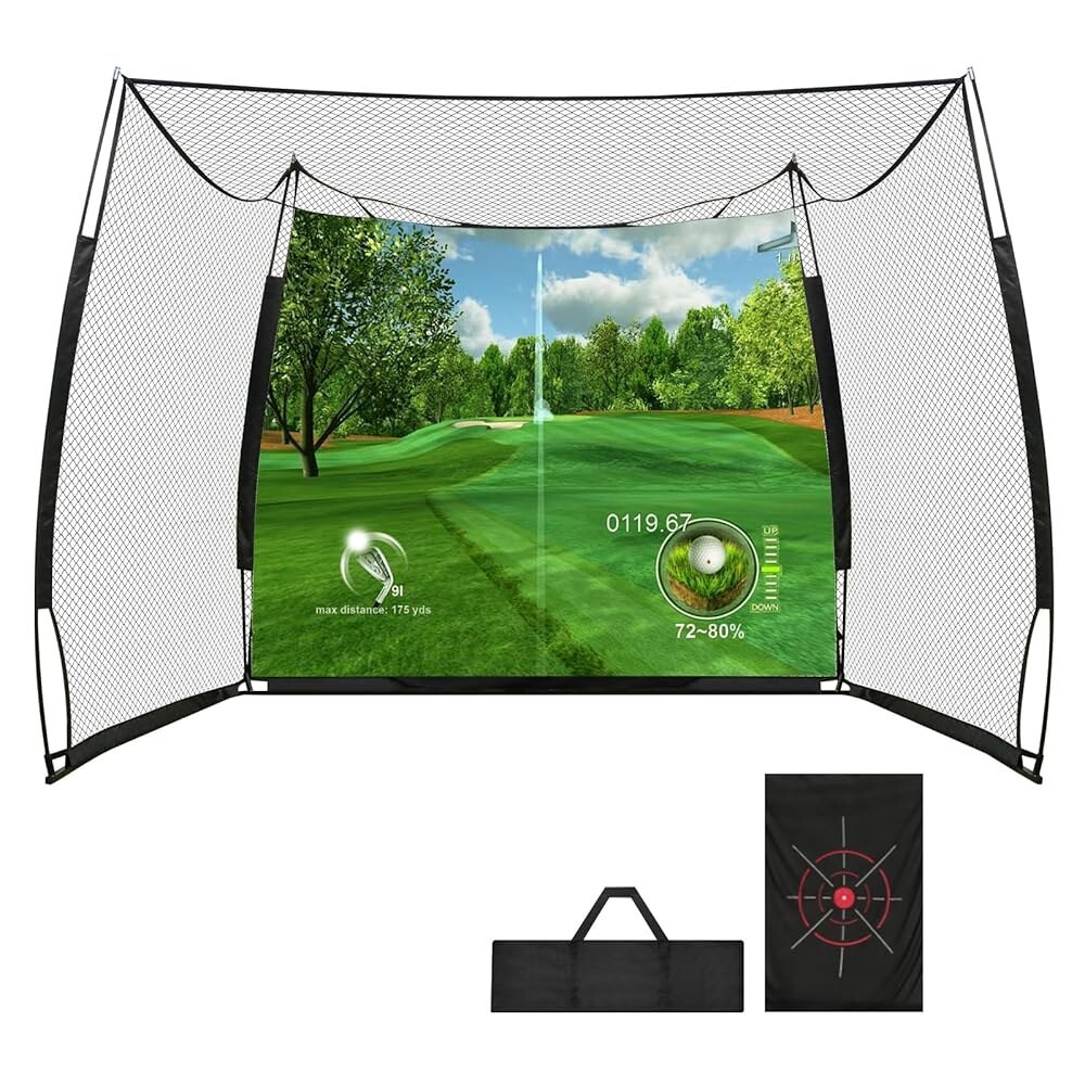 [오늘출발] 골프 연습 타격 네트 ICEFLY 11  HD 블랭크 시뮬레이터 임팩트 스크린과 타겟 천이 장착된 8피트 드라이빙