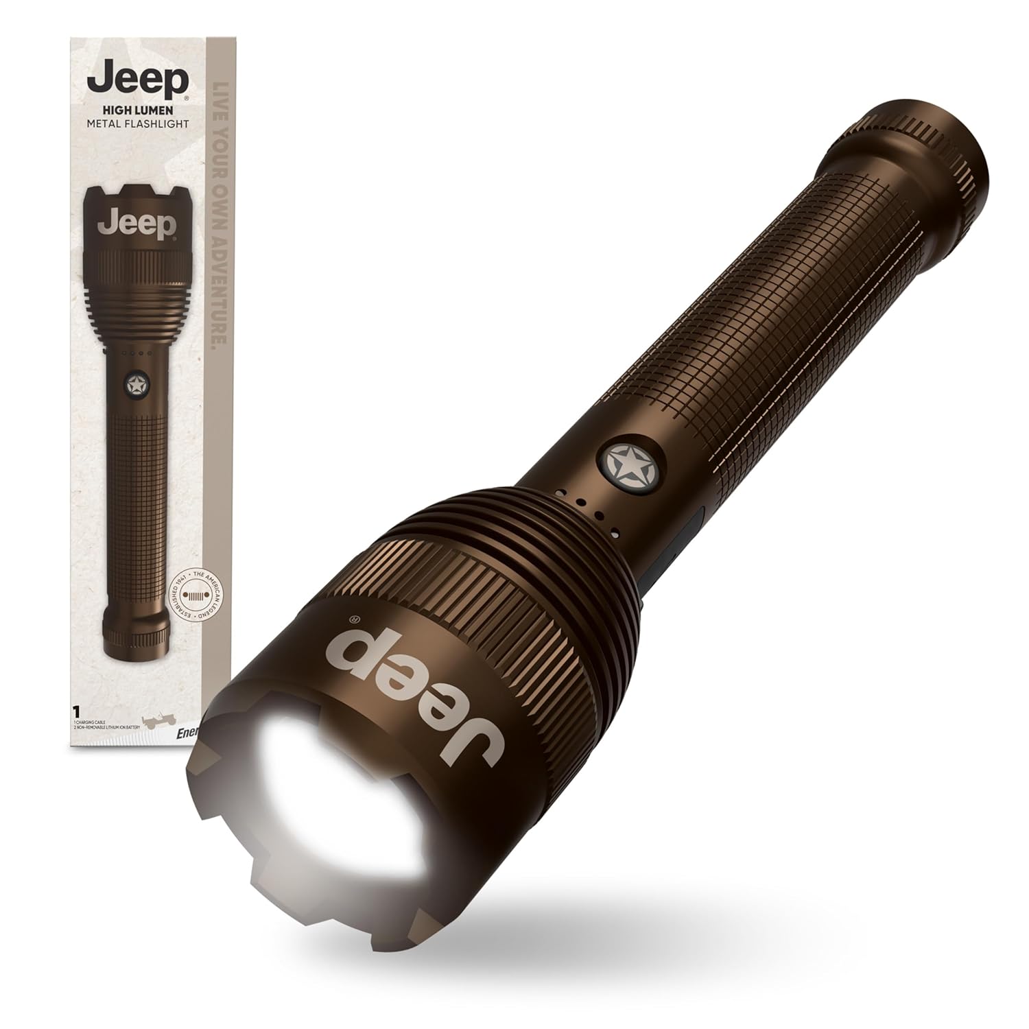 JEEP  에너자이저 HL-10000 손전등 충전식 초밝은 10 000루멘 전술 IPX4 방수 USB-C