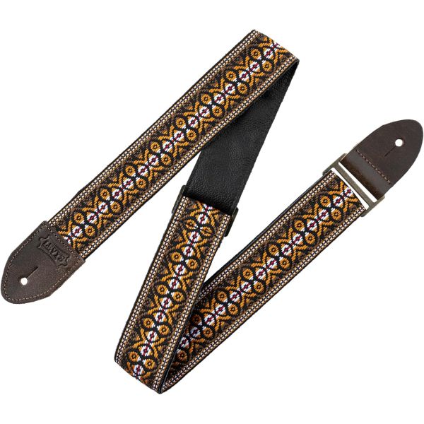 레비의 빈티지 후터내니 시리즈 2인치 60년대 스타일 자카드 직조 기타 스트랩 4개 피크 홀더 포함 가죽 끝