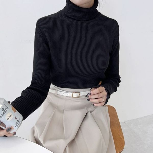 알티피아   하프클럽/ 스탠다드 데일리 룩걸 골패턴 트렌디 하이넥 니트상의