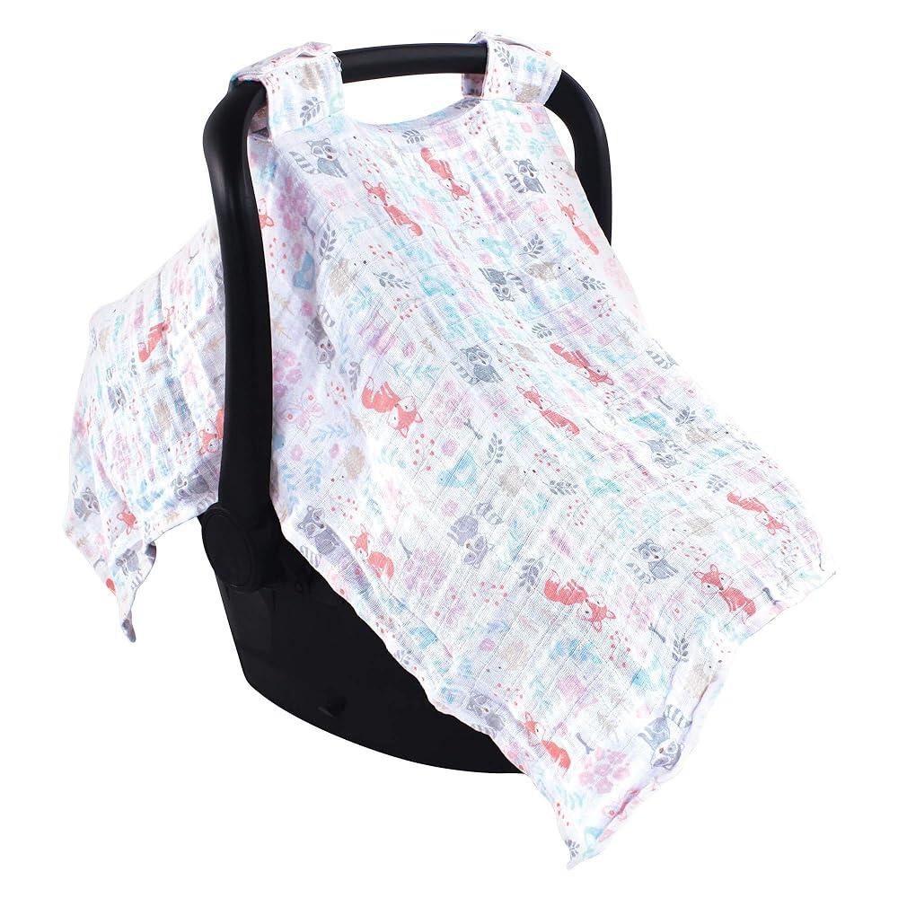 Hudson Baby 유니 베이비 모슬린 면 카시트 및 유모차 캐노피 우드랜드 폭스 원 사이즈 161084