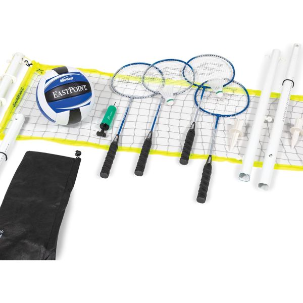 이스트포인트 스포츠 2in1 배구 배드민턴 세트 높이 조절 네트 배트 4개 셔틀콕 2개 1개 포함