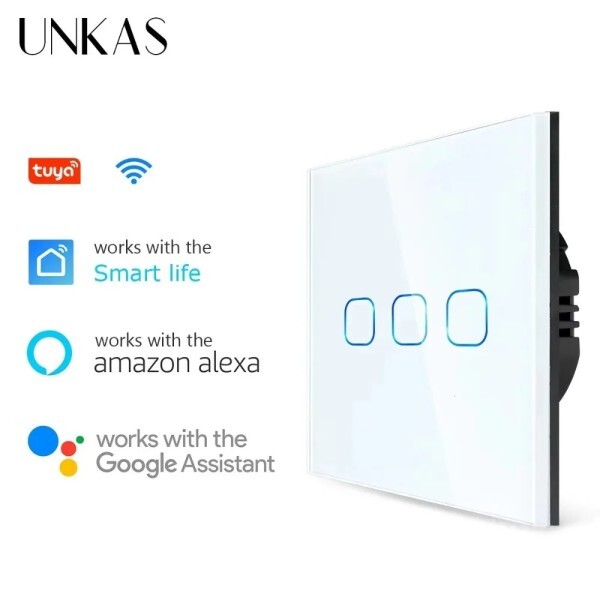 [오늘출발] 스마트 스위치 1/2/3 갱 Wifi 터치 라이트 벽 센서 Tuya Control Smart Life Google Alexa Alice Yandex