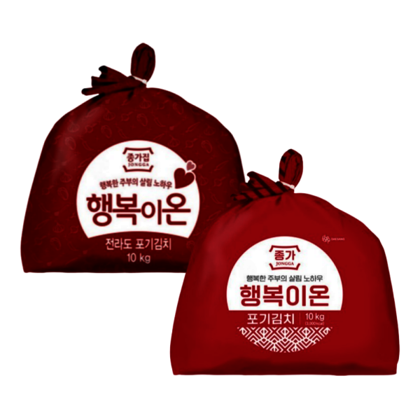 대상 종가 행복이온 포기김치 10kg x 2개 )(전라도+일반중부식)