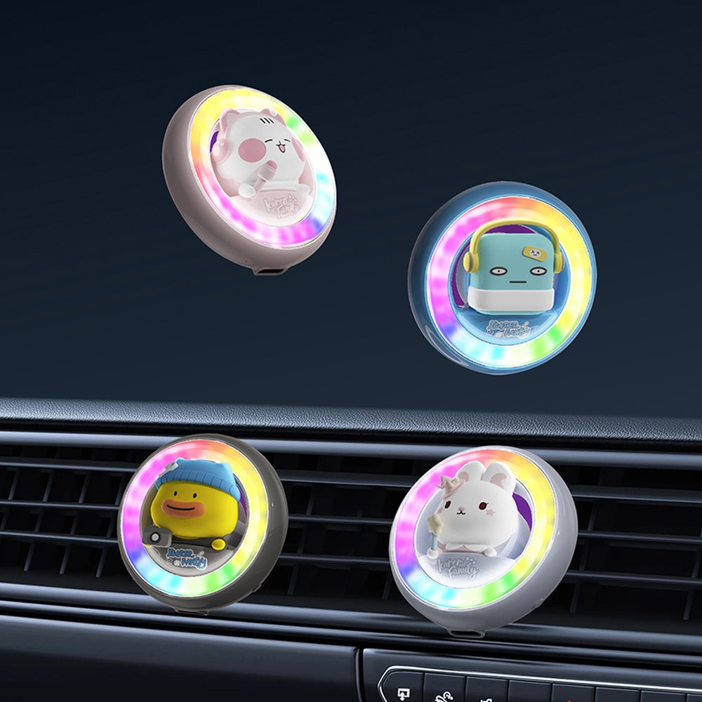 라이트 리듬 자동차 PE 공기 아로마테라피 음성 1PC 제어 정제 RGB 무향 5ML 무료 배출구 2개