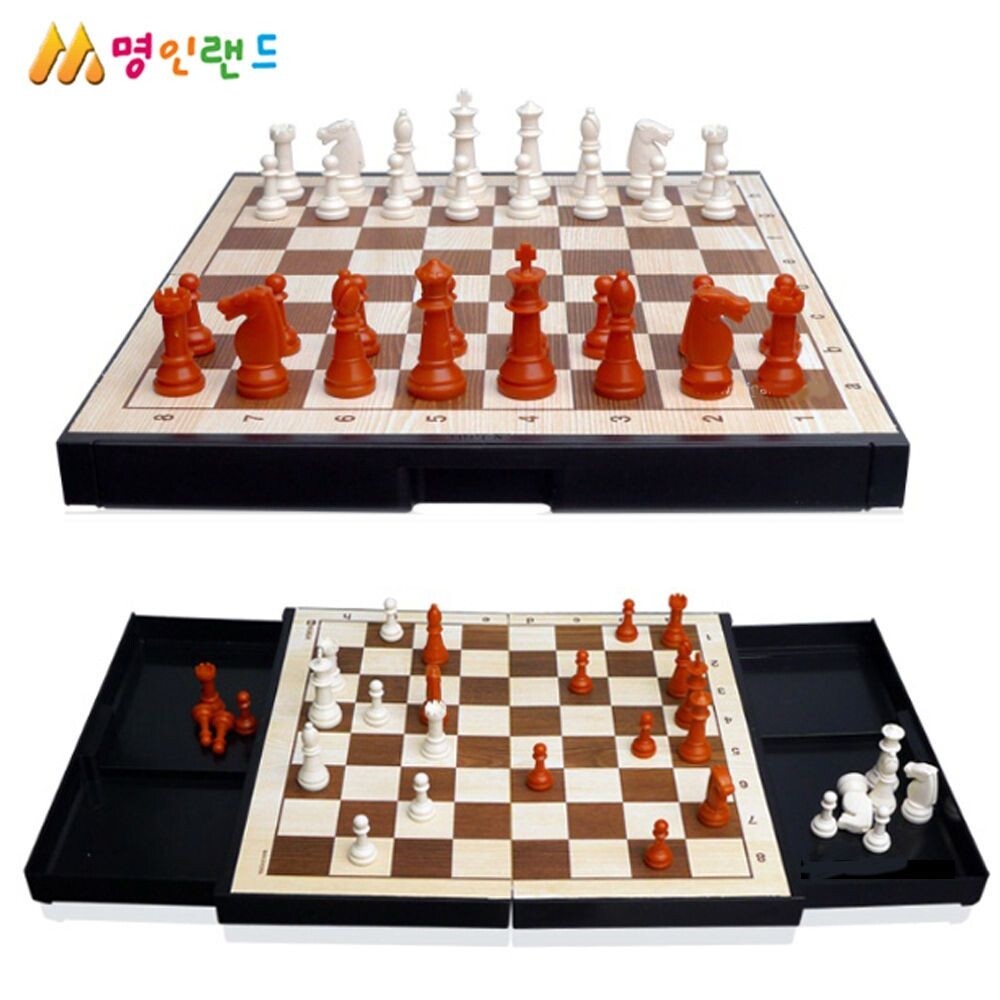 명인랜드 소형 자석식 체스 M-100/게임/놀이/보드판/규칙/취미/수업/자석/휴대/테이블/실내/가족/친구/캠핑