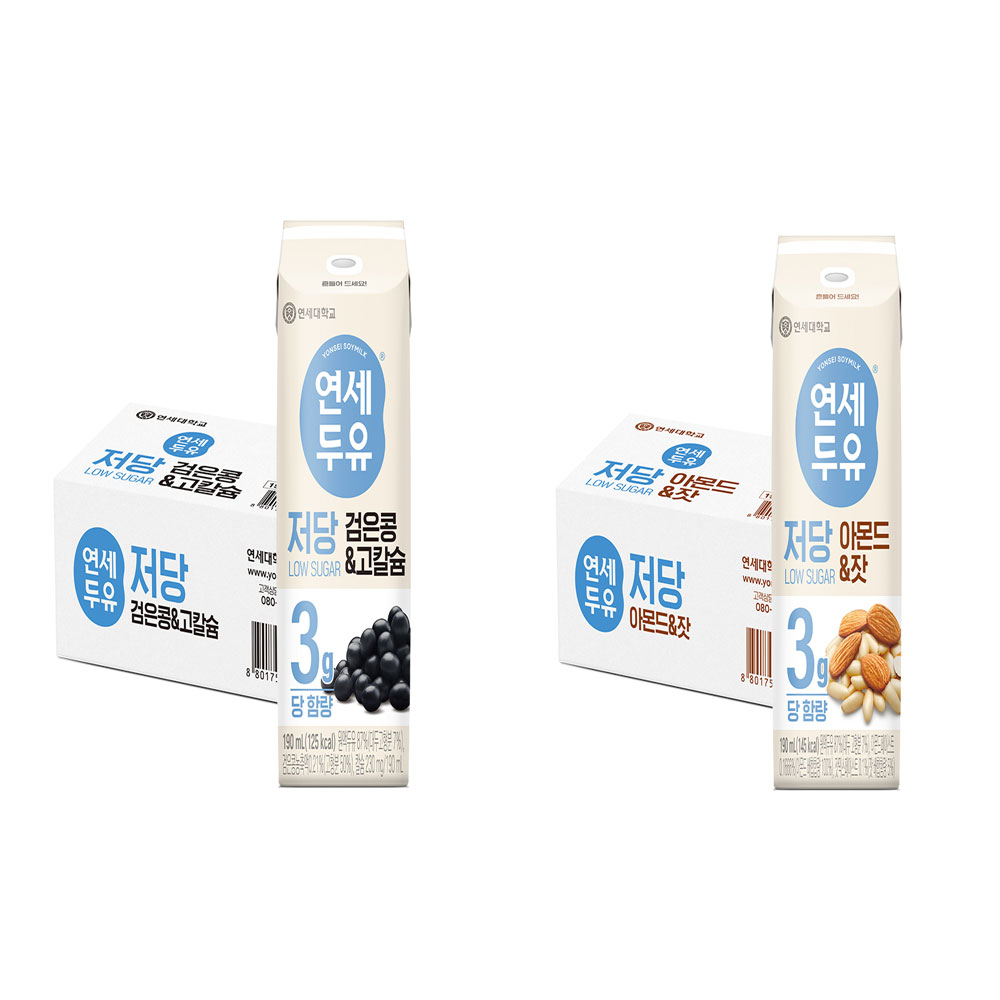 연세 저당 검은콩 고칼슘 두유 190mlx24입+연세 저당 아몬드잣 두유 190mlx24입